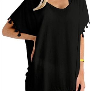 Black beach tassel cover up